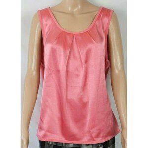 St. John Satin Sleeveless Scoop Neck Tank Top Pink
